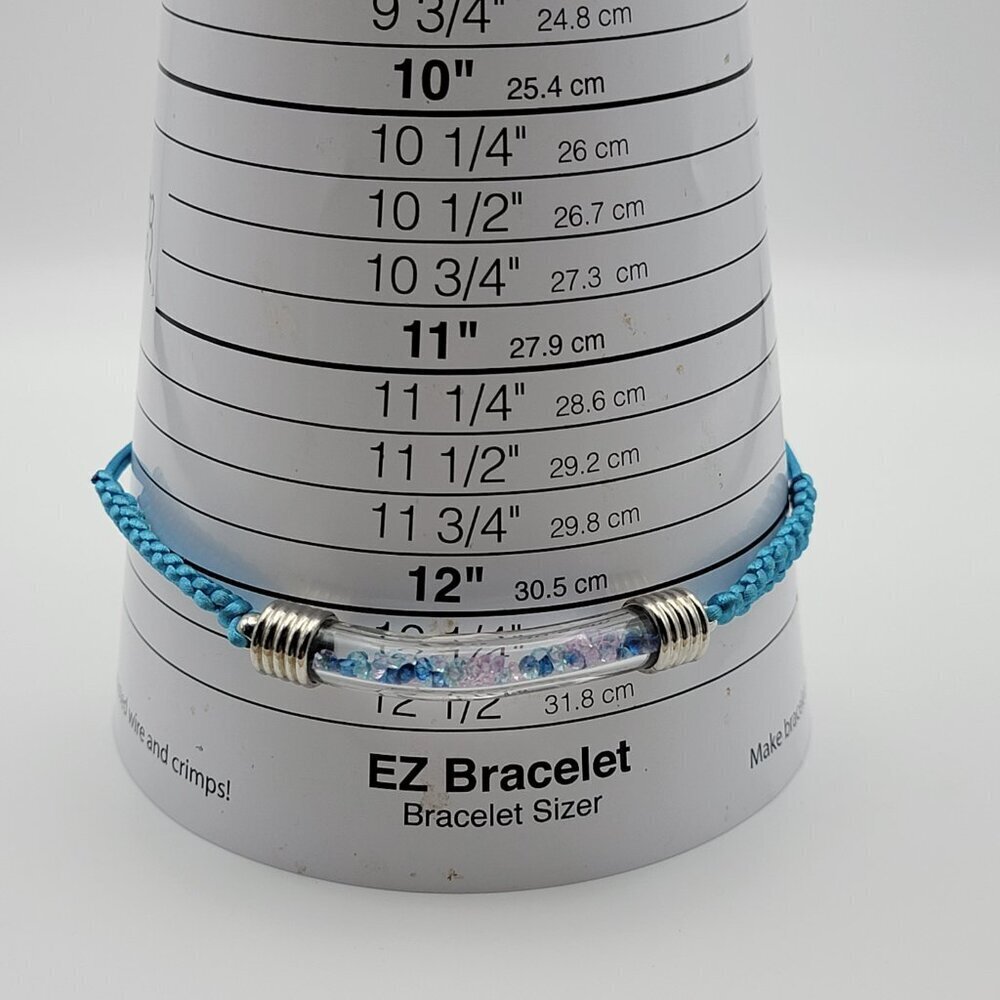 Jamaica Palm Tree Charm Glass Tube Cord Slider Bracelet One Size Adjustable - Picture 6 of 9